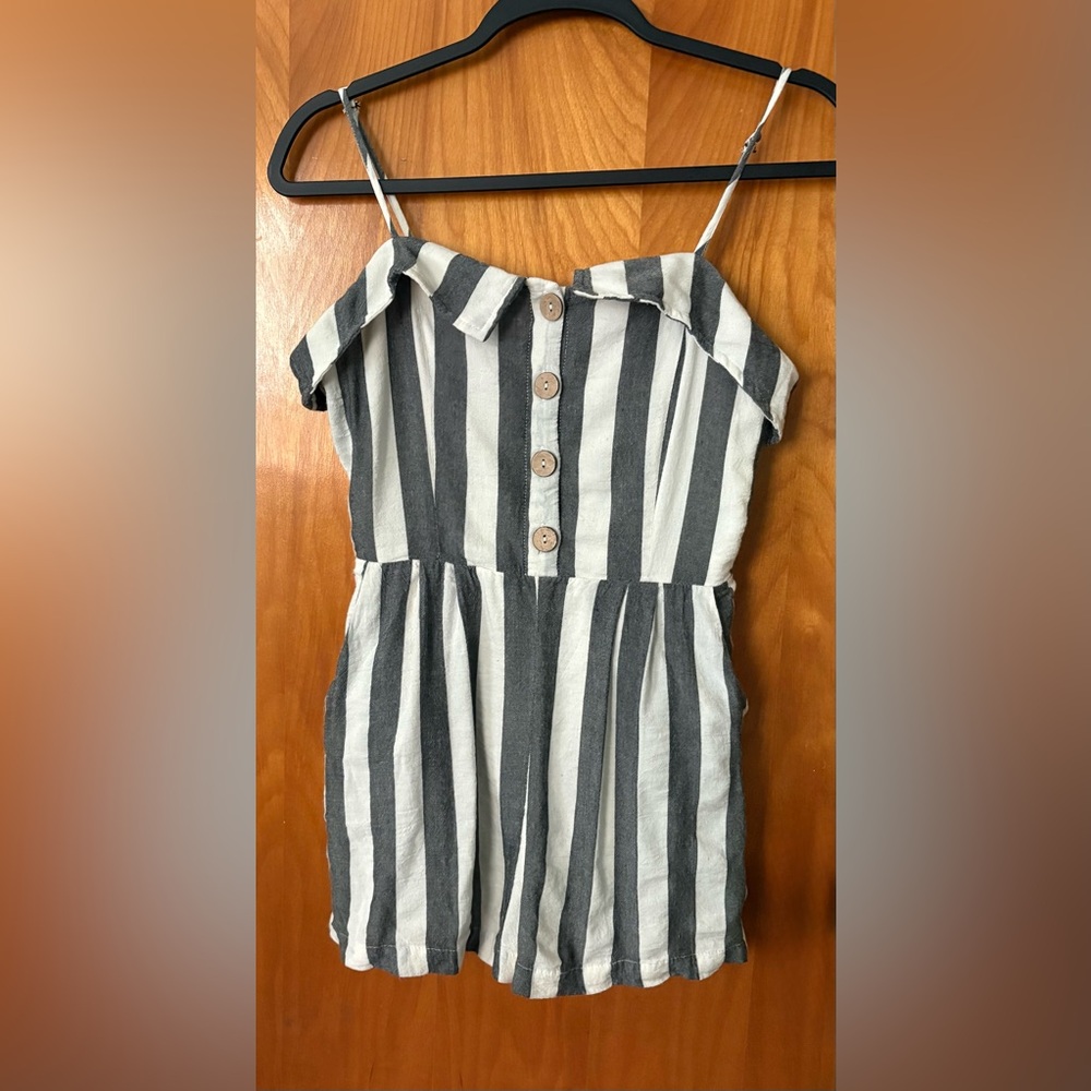 Altar'd State Grey & White Striped Sleeveless Shorts Jumper Size S